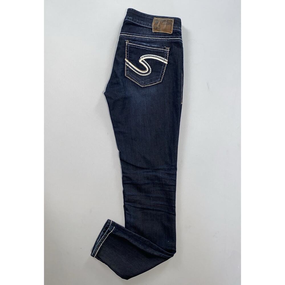 Silver Jeans Women’s Skinny Jeans in Dark Indigo with Contrast Stitching